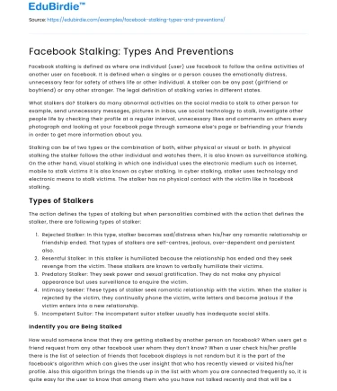 Facebook Stalking: Types And Preventions