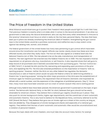 The Price of Freedom in the United States