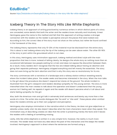 Iceberg Theory In The Story Hills Like White Elephants
