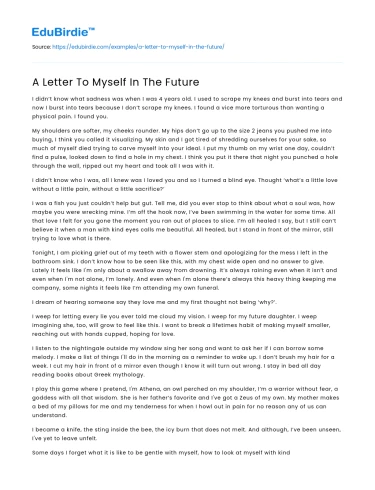 A Letter To Myself In The Future