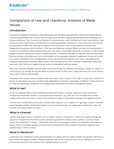Comparison of Law and Literature: Analysis of Bleak House