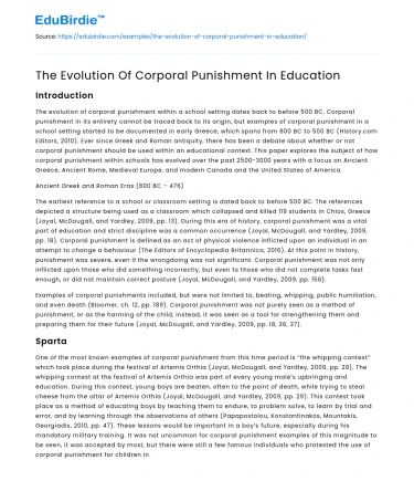 The Evolution Of Corporal Punishment In Education