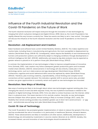 Impact of 4th Industrial Rev & Covid-19 on Future of Work