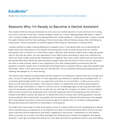 Reasons Why I’m Ready to Become a Dental Assistant