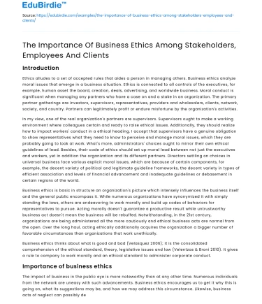 The Importance of Business Ethics for Stakeholders