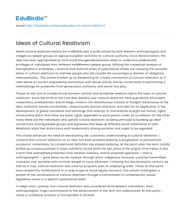 Ideas of Cultural Relativism