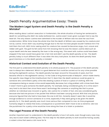 Death Penalty Argumentative Essay: Thesis
