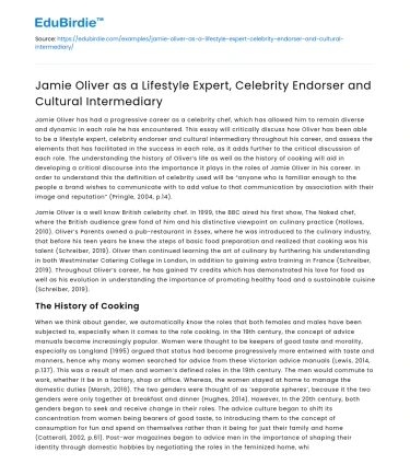 Jamie Oliver: Lifestyle Expert & Cultural Intermediary
