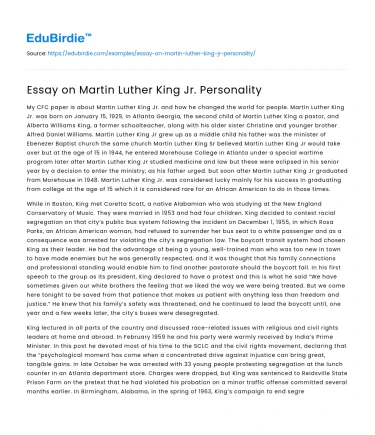 Essay on Martin Luther King Jr. Personality