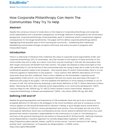 How Corporate Philanthropy Can Harm The Communities They Try To Help