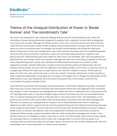 Unequal Power Distribution in ‘Blade Runner’ and ‘The Handmaid’s Tale’