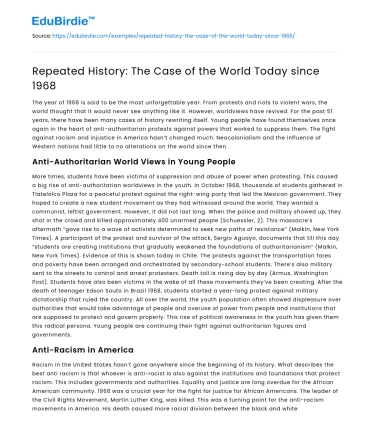 Repeated History: The Case of the World Today since 1968