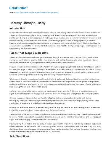 Healthy Lifestyle Essay