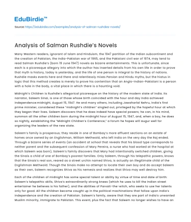 Analysis of Salman Rushdie’s Novels