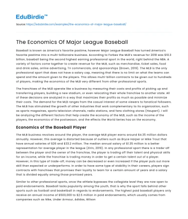 The Economics Of Major League Baseball