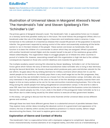 Universal Ideas in ‘The Handmaid’s Tale’ and ‘Schindler’s List’