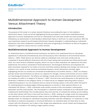 Multidimensional Approach to Human Development Versus Attachment Theory