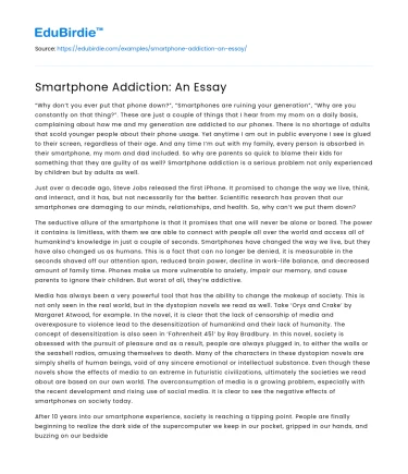 Smartphone Addiction: An Essay
