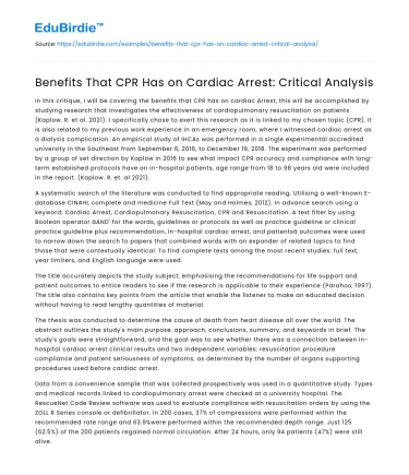 Critical Examination of CPR’s Impact on Cardiac Arrest