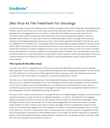 Zika Virus As The Treatment For Oncology