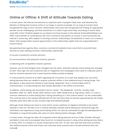 Online or Offline: A Shift of Attitude Towards Dating