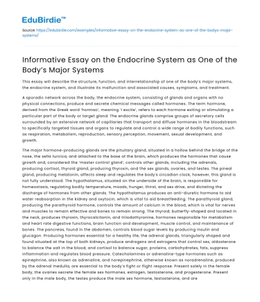 Endocrine System: A Vital Body System