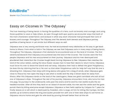 The Role of Cicones in Homer’s Odyssey