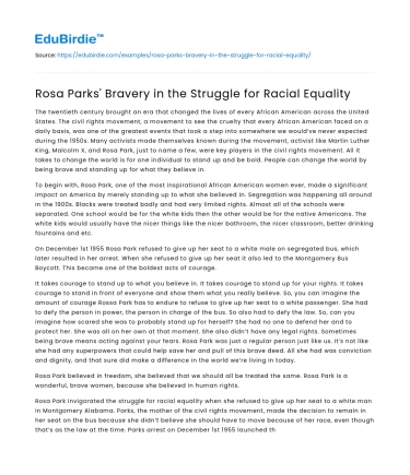 Rosa Parks’ Bravery in the Struggle for Racial Equality
