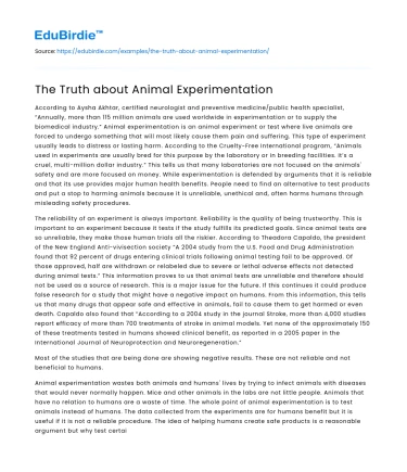 The Truth about Animal Experimentation