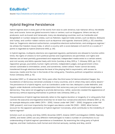 Hybrid Regime Persistence