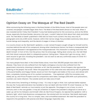 Opinion Essay on The Masque of The Red Death