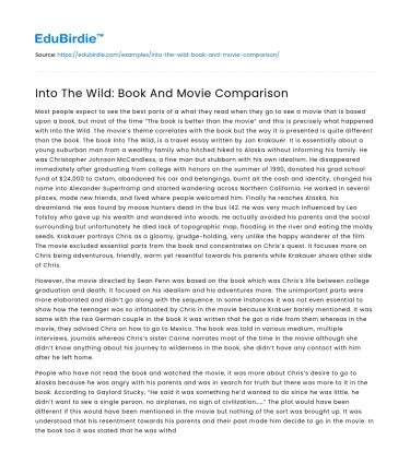 Into The Wild: Book And Movie Comparison