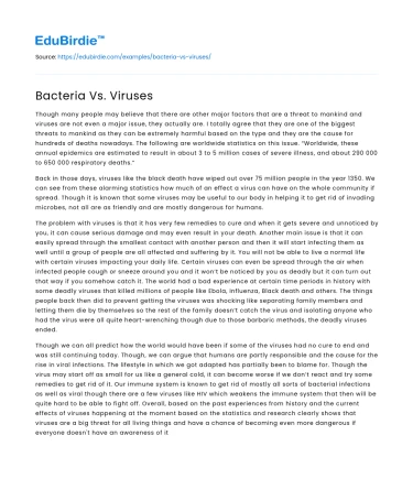 Bacteria Vs. Viruses