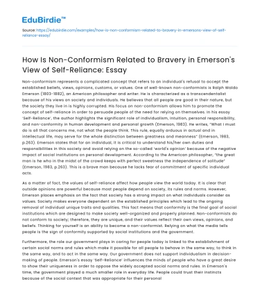 Non-Conformism and Bravery in Emerson’s ‘Self-Reliance’