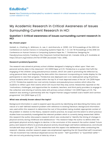 Critical Awareness in HCI Research: My Academic Study