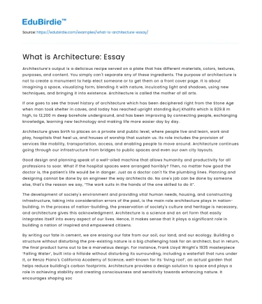 What is Architecture: Essay