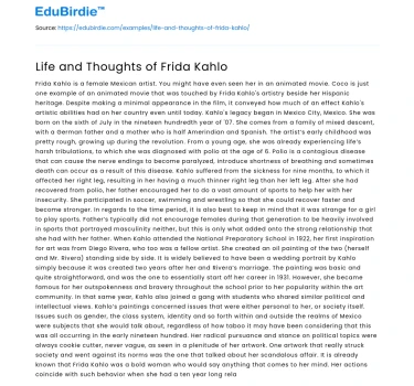 Life and Thoughts of Frida Kahlo