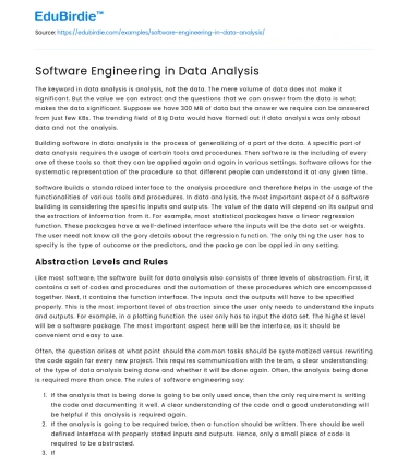Software Engineering in Data Analysis