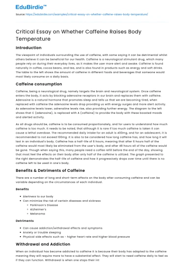 Critical Essay on Whether Caffeine Raises Body Temperature