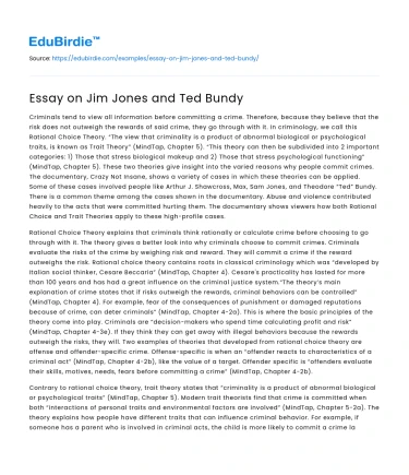 Essay on Jim Jones and Ted Bundy