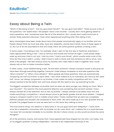 Essay about Being a Twin