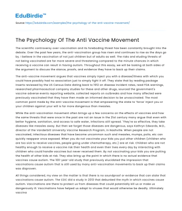 The Psychology Of The Anti Vaccine Movement