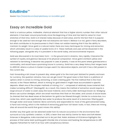 Essay on Incredible Gold