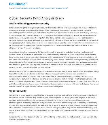 Cyber Security Data Analysis Essay