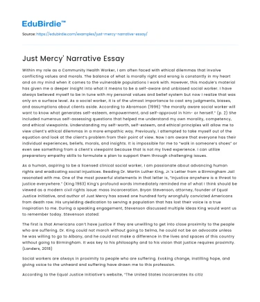 Just Mercy’ Narrative Essay