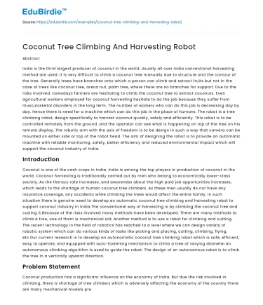 Coconut Tree Climbing And Harvesting Robot