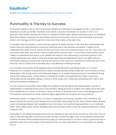 Punctuality Is The Key to Success