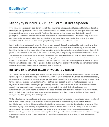 Misogyny In India: A Virulent Form Of Hate Speech