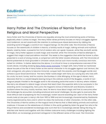 Religious & Moral Themes in Harry Potter & Narnia