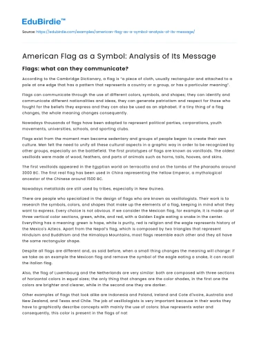 American Flag as a Symbol: Analysis of Its Message
